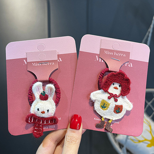 儿童可爱动物手工钩织毛线发绳女孩扎马尾加粗皮筋高弹力女童头绳