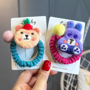 卡通可爱小熊兔子毛毡发圈儿童头绳扎丸子头发饰肠圈发绳女童皮筋