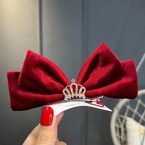 公主风女孩皇冠丝绒立体蝴蝶结