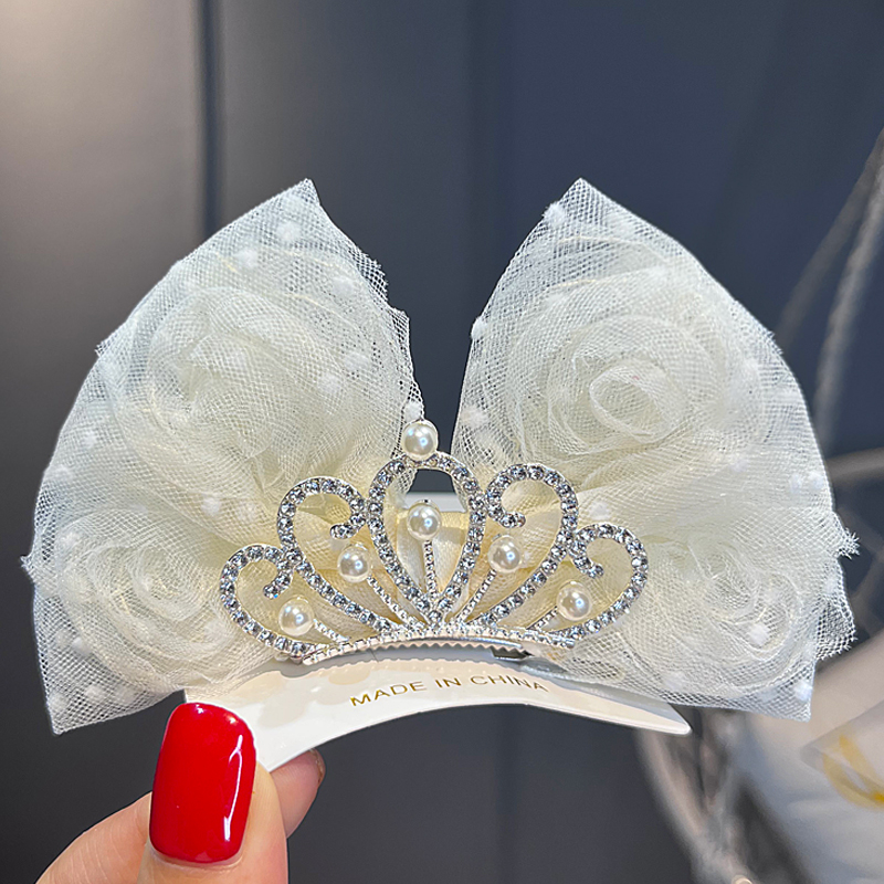 网纱立体蝴蝶结皇冠头饰公主儿童生日顶夹头花甜美宝宝发夹卡女孩