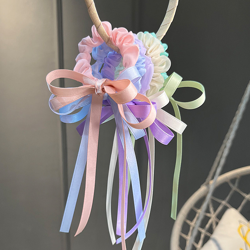 儿童森系棉丝带蝴蝶结发圈头饰扎头发橡皮筋头绳绑发飘带女童发饰