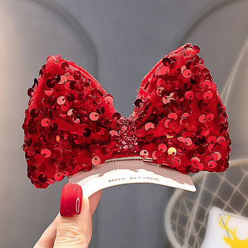 气质女童亮片立体蝴蝶结发夹