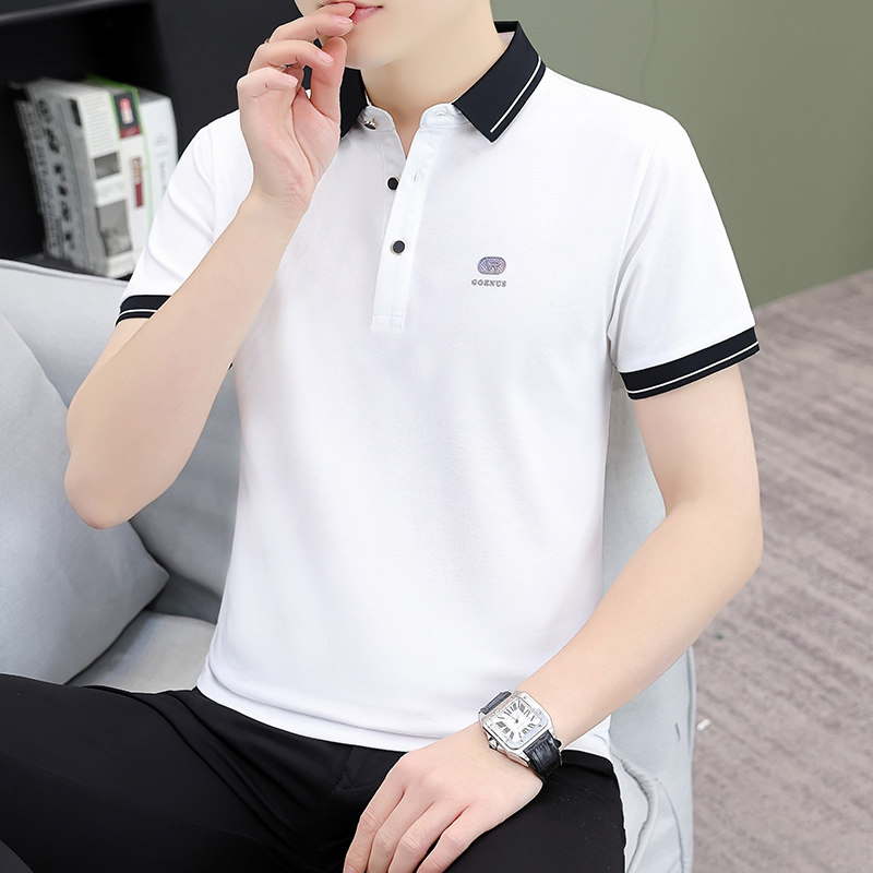 POLO领短袖t恤男高级感冰丝休闲半袖韩版潮流夏装带领外穿体恤ins,男装,Polo衫,淘宝优惠券,粉丝福利购,淘宝优惠卷