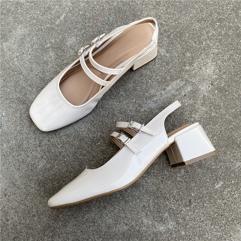 高跟玛丽珍夏粗跟单鞋夏包头凉鞋