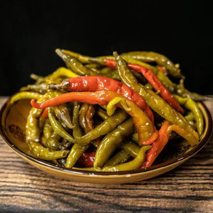 溆浦坛子酸辣子 农家制作青红辣椒 湘菜青脆香辣老坛酸辣子500克