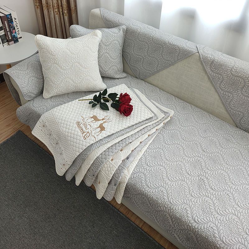 双面沙发垫四季通用纯色全棉布艺皮坐垫子四季通用简约现代套盖巾