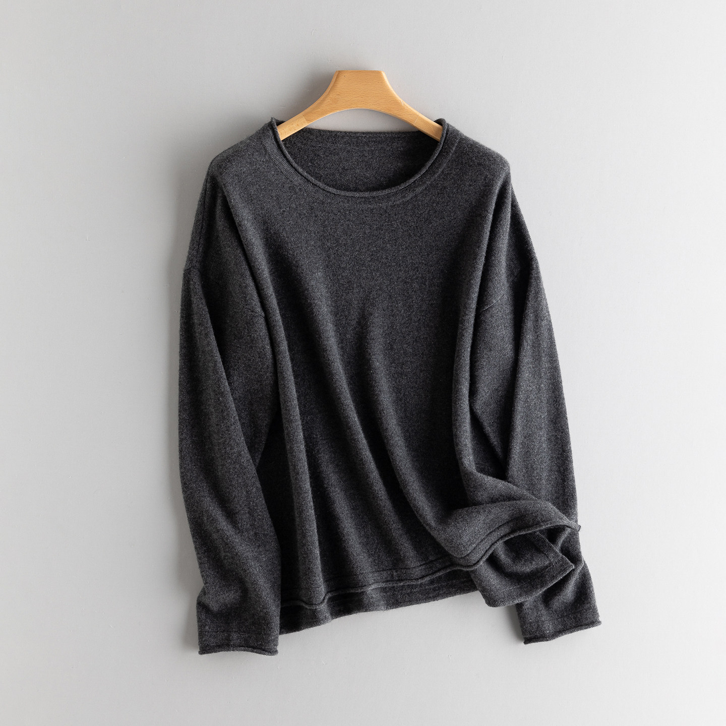 羊绒衫女100纯山羊绒卷边圆领阔版宽松打底秋冬加厚针织毛衣外套,女装/女士精品,羊绒衫,淘宝优惠券,粉丝福利购,淘宝优惠卷