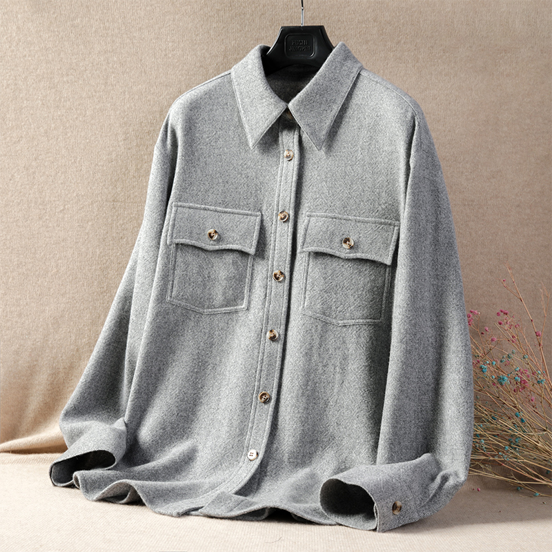 羊绒衬衫女外套设计感小众衬衣