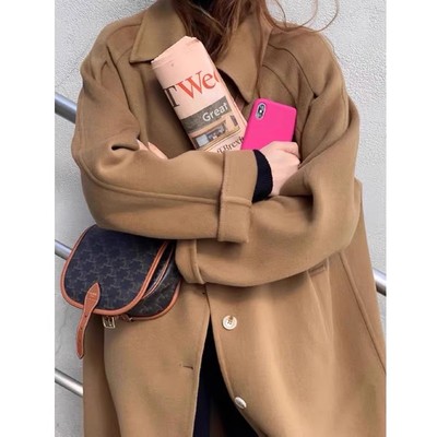 驼色双面羊绒呢子大衣女中长款2025秋冬新款高级感小个子毛呢外套