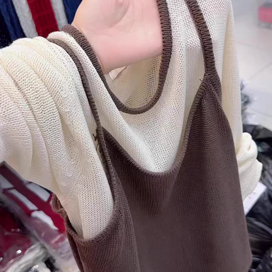 韩版独特超好看软糯慵懒风上衣高级感黑色针织吊带内搭打底女秋季