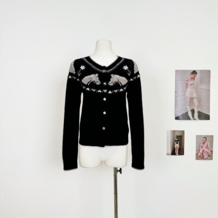 cookadaily人鱼 羊驼毛小马爱心甜酷修身针织衫毛衣上衣外套