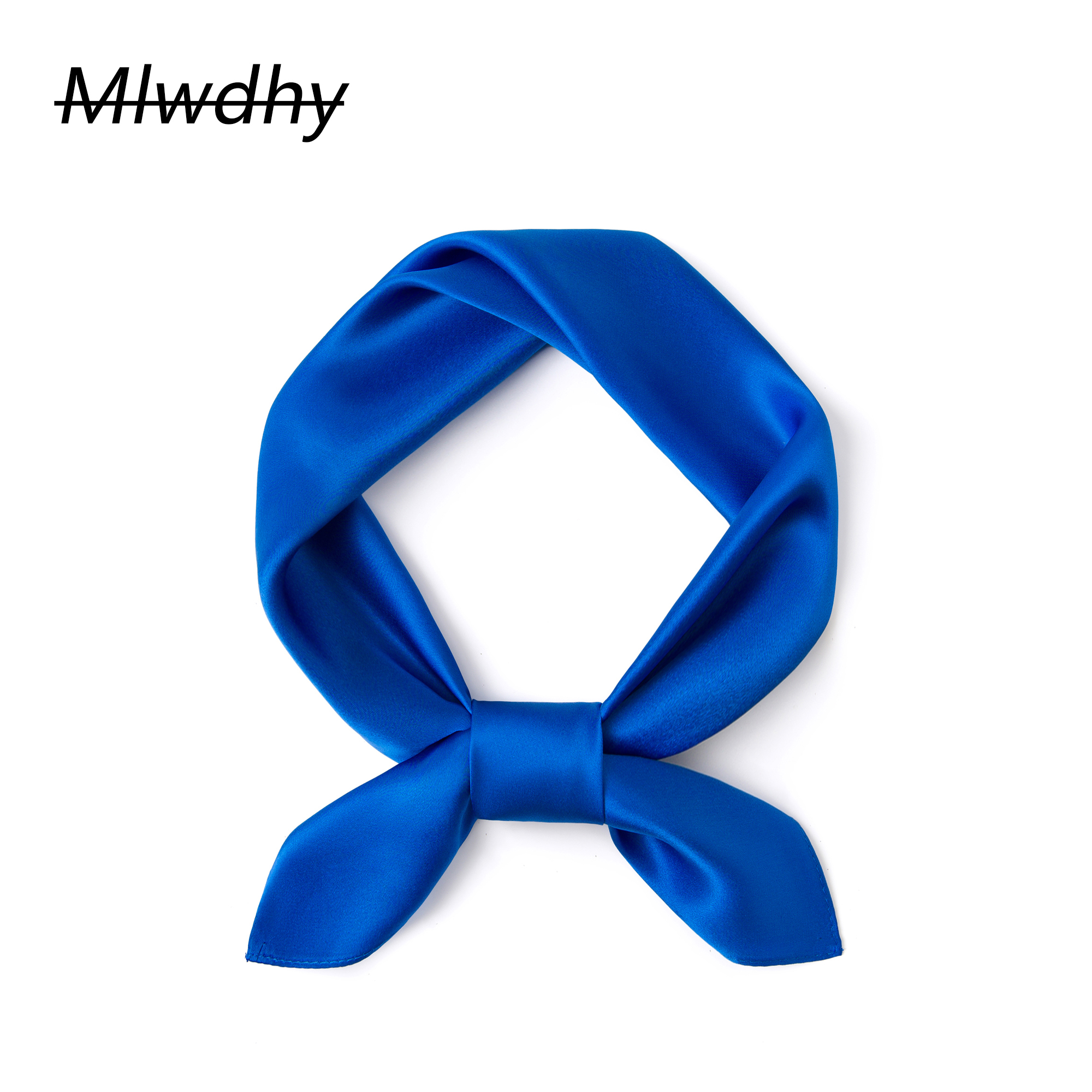 日常通勤复古蓝色桑蚕丝丝巾百搭男士小方巾商务装饰领巾时尚护颈