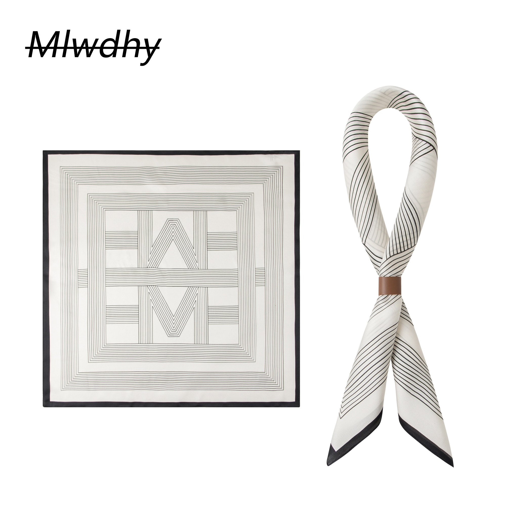 极简日系男士商务真丝中方巾