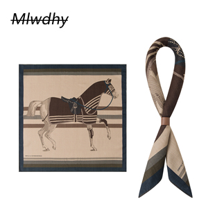 【马年专享】经典马术图案男士丝毛中方巾日常通勤装饰围脖送礼
