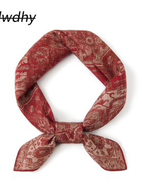 VINTAGE RED男士丝毛围巾复古做旧红色经典花纹秋冬时尚百搭配饰