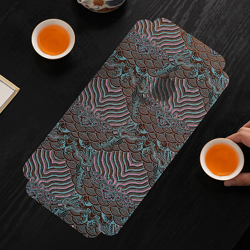 吸水干泡茶席双面新中式风桌旗禅意茶巾桌布茶具茶盘茶桌茶道配件