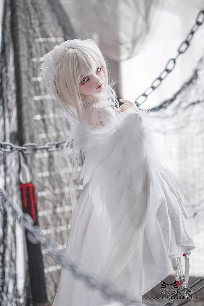 BJDsd娃娃假发米白色短发高温丝（不含娃娃衣服）