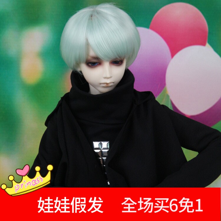 bjd/sd娃娃假发 薄荷 黑色短发 高温丝假头发 3分 4分 6分 fbe085
