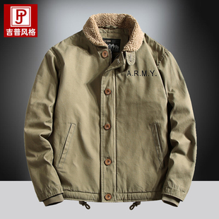 复古军装 加厚棉衣二战美式 棉服n1海军甲板服 秋冬季 羊羔绒外套男士