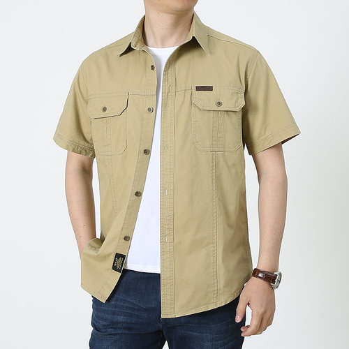 夏天男工户外休闲宽松短袖衬衫