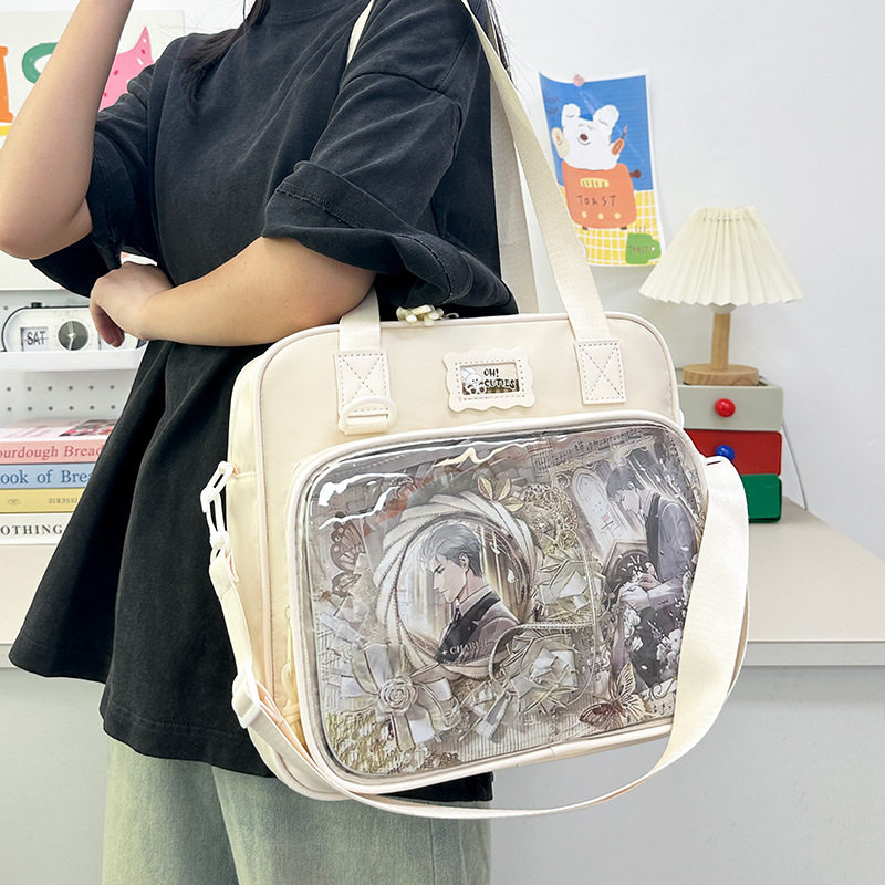 斜挎包韩国ins大容量学生上课包透明痛包日系古着感少女双肩单肩