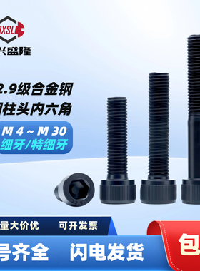 12.9级杯头圆柱头细牙细扣内六角螺丝M4M5M6M8M9M11*0.5*0.75*1.5