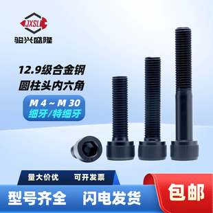 1.5 0.75 12.9级杯头圆柱头细牙细扣内六角螺丝M4M5M6M8M9M11 0.5