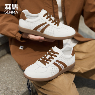 薄款 透氣百搭小白鞋 男2025新款 復(fù)古休閑板鞋 子 夏季 森馬薄底德訓鞋