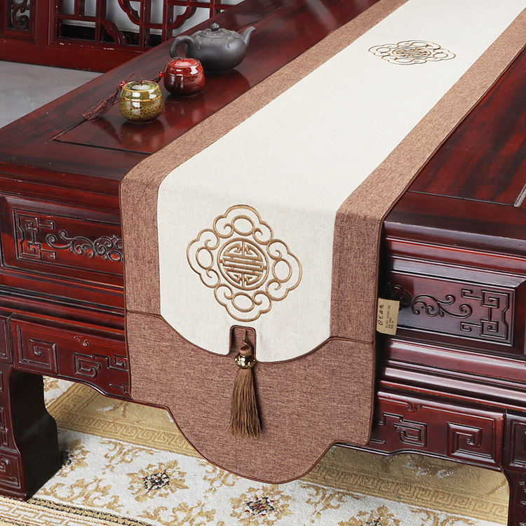 防水桌旗新中式茶席长条刺绣茶台餐桌垫禅意布艺桌布床旗盖布定制,居家布艺,桌旗,淘宝优惠券,粉丝福利购,淘宝优惠卷