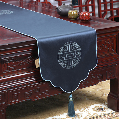 现货速发艺必旭新中式桌旗禅意茶桌餐桌布长条装饰茶几电视柜布艺