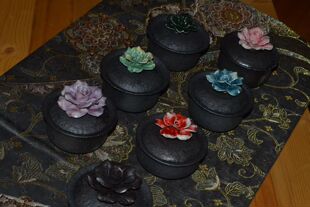 竹深居柴烧丨景德镇手工柴烧茶器 花花盖碗 侘寂风茶具