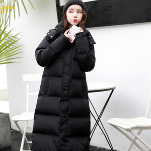 羽绒服女加长款2023年新款冬连帽过膝修身显瘦防寒保暖加厚外套潮