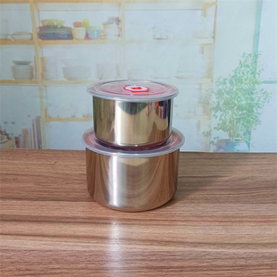 菜碗厨房圆 304不锈钢保鲜碗家用密封饭盒内胆通用冰箱储物泡面装