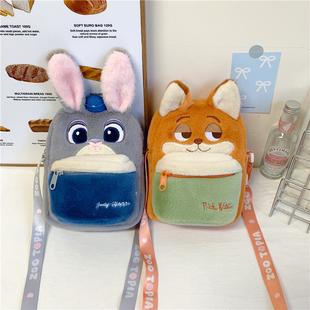 新款儿童包包小狐狸尼克毛绒斜挎包可爱兔子朱迪单肩包学生小背包