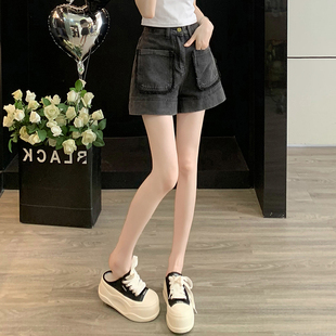 流苏牛仔短裤 女夏季 新款 高腰宽松显瘦休闲辣妹小个子阔腿三分热裤