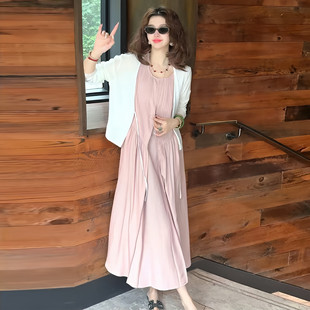 高级感时尚减龄套装连衣裙2026年夏季新款中长款遮肚背心裙两件套