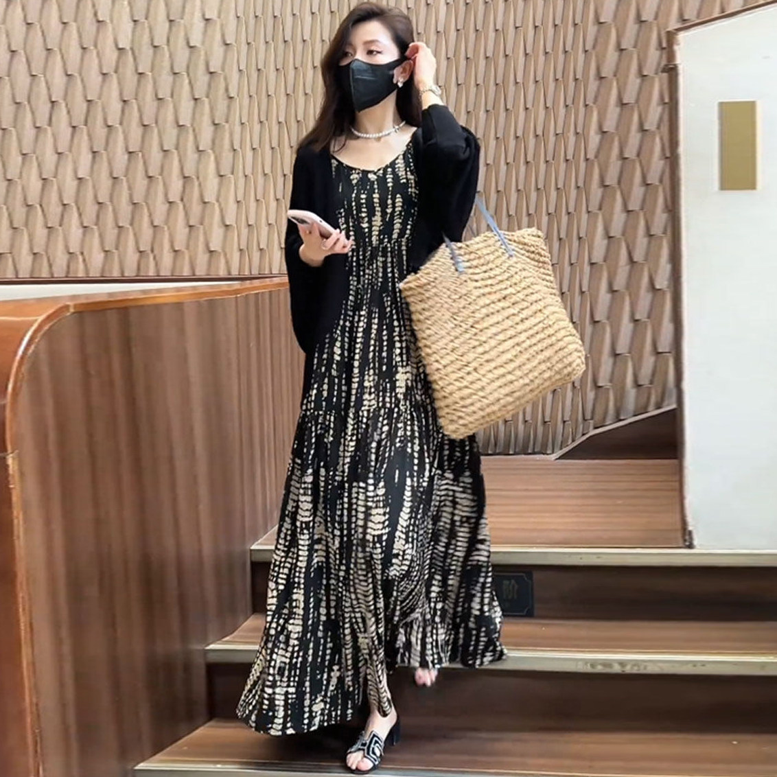 高级感休闲吊带裙套装女2025夏季新款宽松中长款过膝印花裙两件套,女装/女士精品,时尚套装,淘宝优惠券,粉丝福利购,淘宝优惠卷