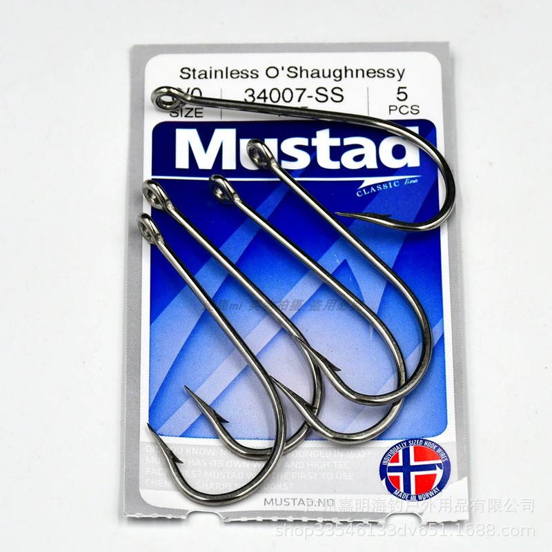 mustad 慕斯达 34007 海马钩石斑钩长柄钩直柄钩倒刺鱼钩海钓