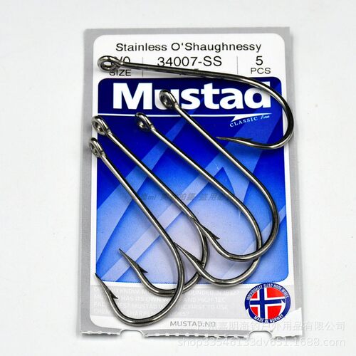 mustad 慕斯达 34007 海马钩石斑钩长柄钩直柄钩倒刺鱼钩海钓