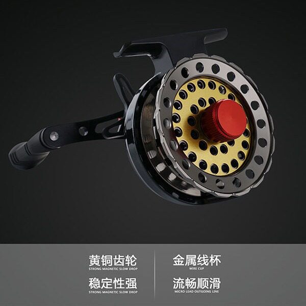 渔轮全金属微铅磁力缓降筏钓轮筏杆冰钓轮桥钓前打轮阀轮鱼轮