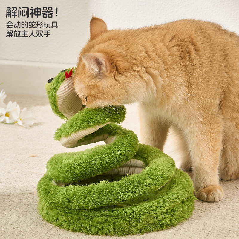 绿色弹簧蛇猫咪玩具逗猫神器猫猫用品自嗨解闷羽毛玩具猫用品