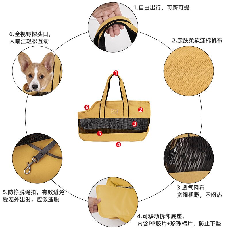 小清新宠物包包帆布网布透气小狗猫咪背包外出便携宠物手提包狗包