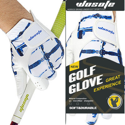 跨境高尔夫运动手套 透气幻彩羊皮左手单支Golf gloves高尔夫手套