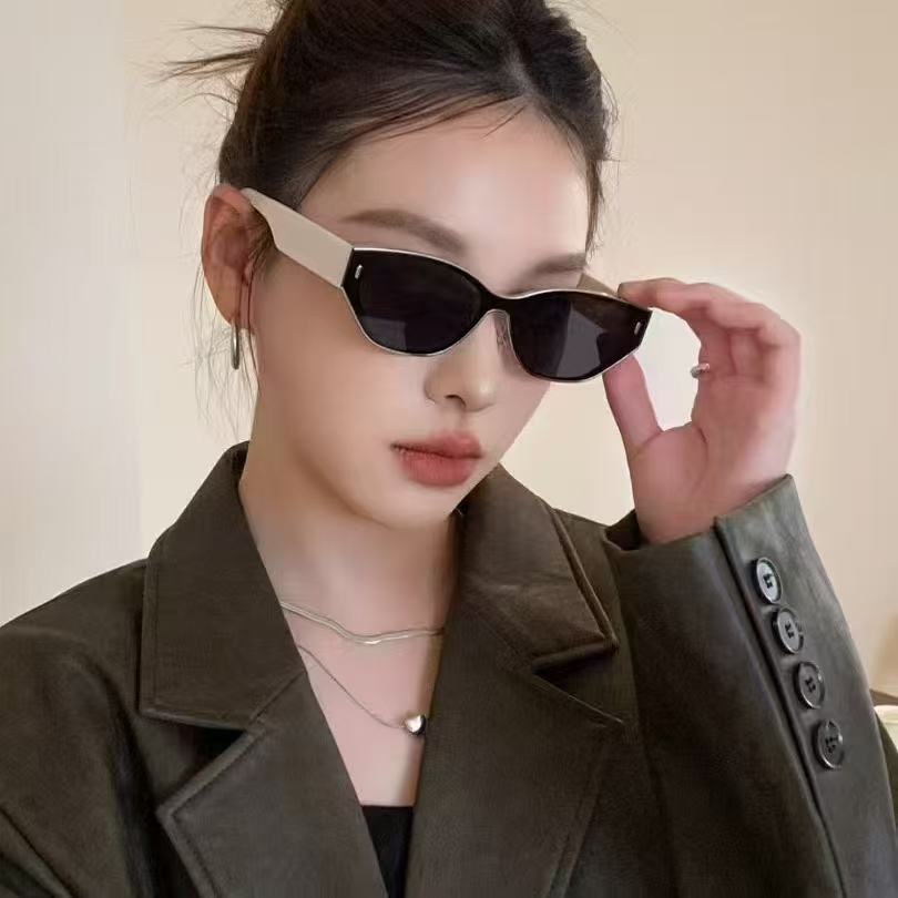 欧美风金属连体猫眼墨镜女复古高级感圆脸显瘦网红时尚太阳眼镜潮