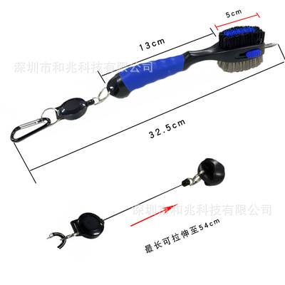 高尔夫球杆清洁刷双面杆头刷多功能钢刷尼龙刷带可伸缩凹槽清洁器