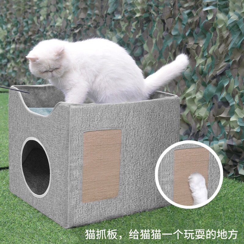 冬季宠物用品保暖猫窝 跨境爆款可拆洗折叠 半封闭式双层猫窝定制