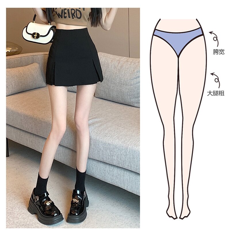 黑色开叉半身裙春季新款女装2024西装短裙A字裙高腰包臀裙裤裙潮