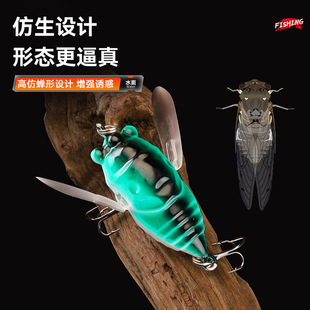 水面蝉知了金蝉撞水波爬春蝉微物路亚饵水面系假饵仿生饵翘嘴鲈鱼