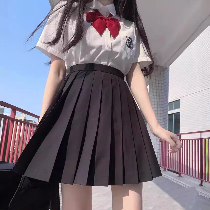 jk制服裙百搭基础款半身裙学院风女百褶裙班服黑色短裙中长裙夏季