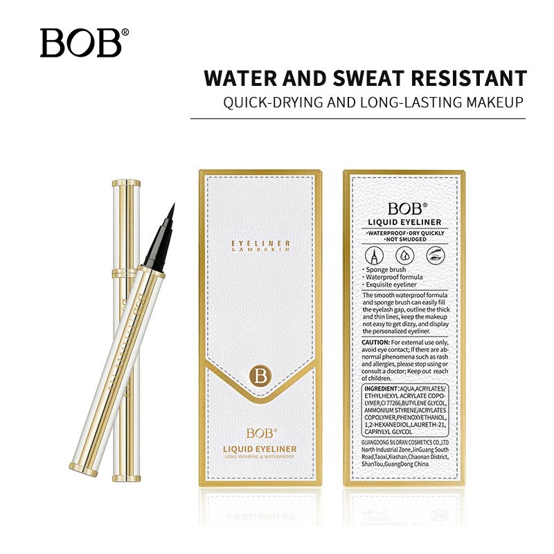 跨境bob小羊皮眼线液笔防水不晕染不掉色流畅顺滑粗头新手眼线笔